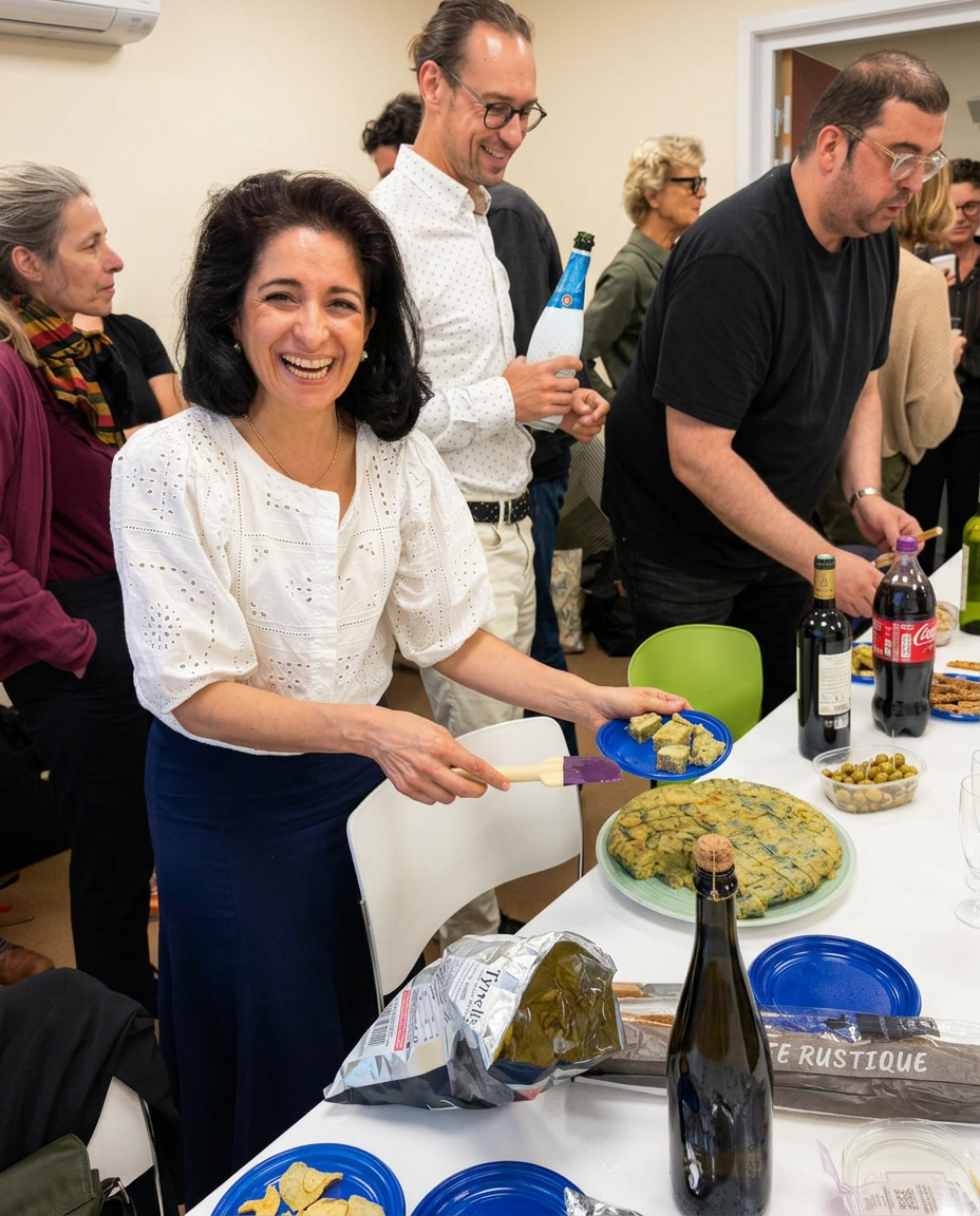 Violeta partageant une soirée conviviale avec des invités